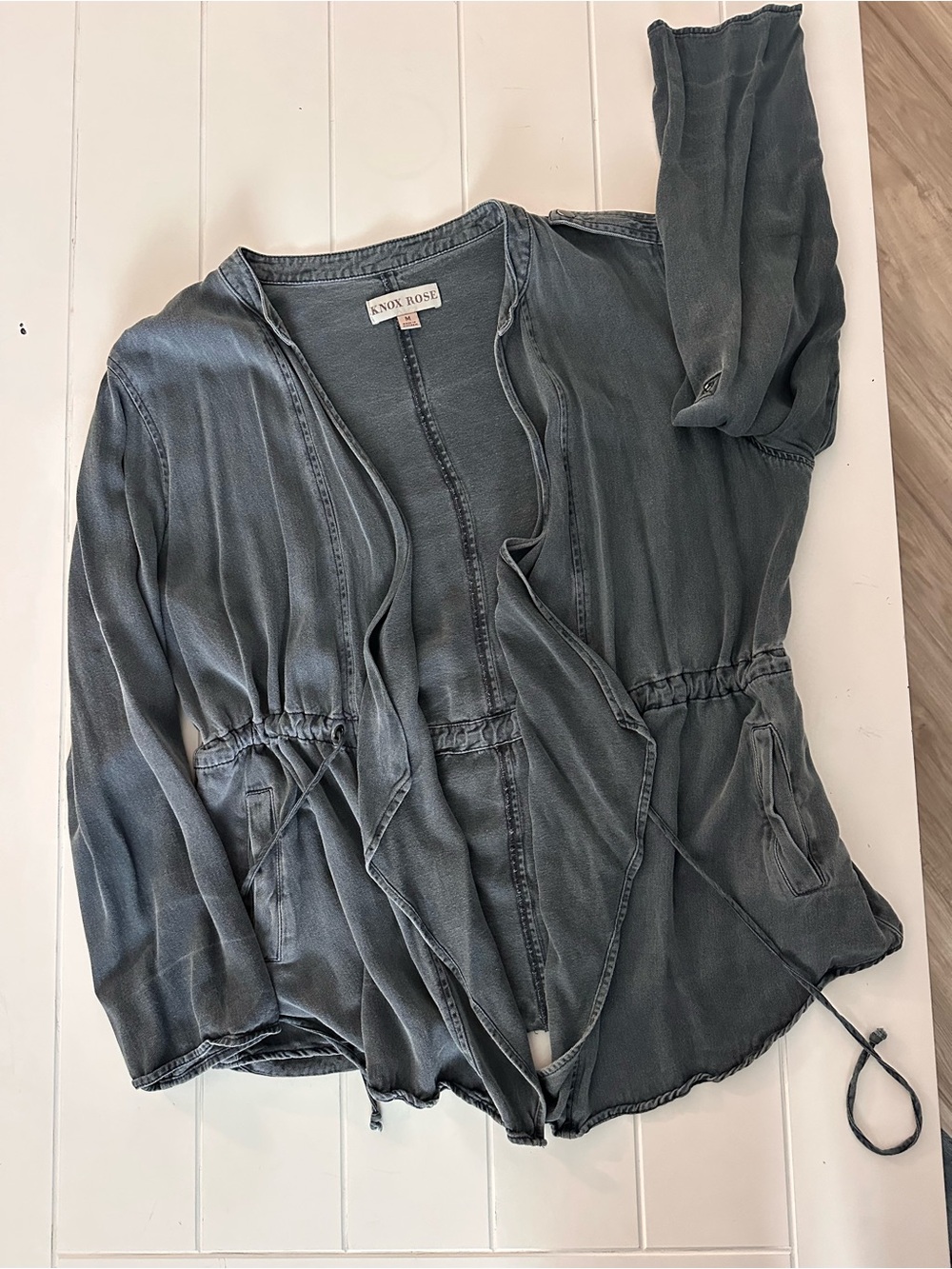 Knox Rose Washed Charcoal Drawstring Utility Jacket